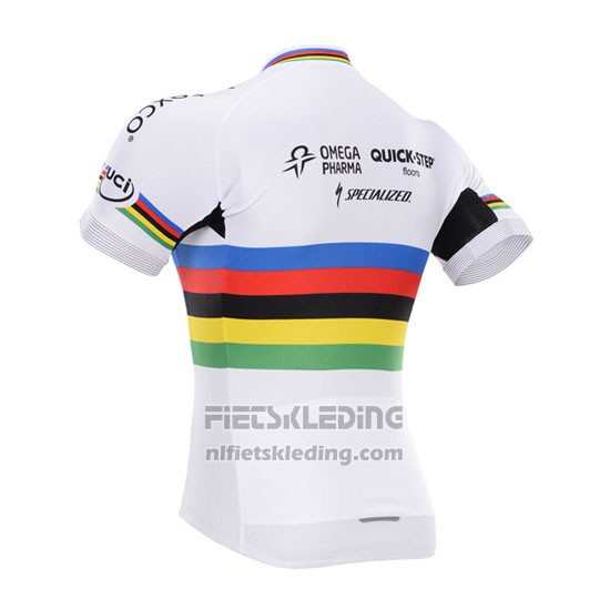 2016 Fietskleding UCI Wereldkampioen Lider Quick Step Wit Korte Mouwen en Koersbroek